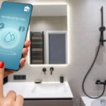 Smart home system featuring a water leak detection smartphone app, symbolizing the advancements in plumbing technologies and innovations.